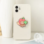 Apple Bear Holding Clover Acrylic Phone Holder - 1.96"(50mm), Clear