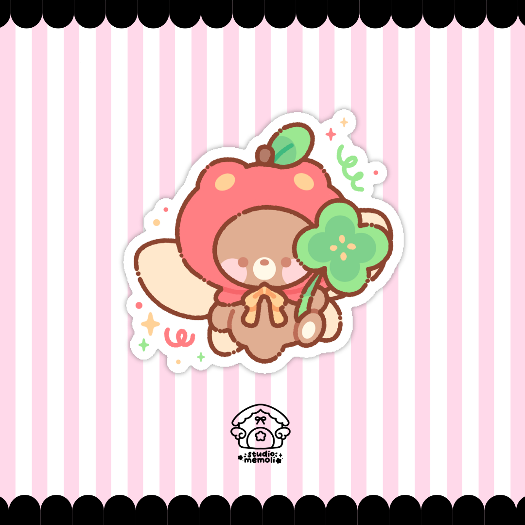 lucky apple bear sticker