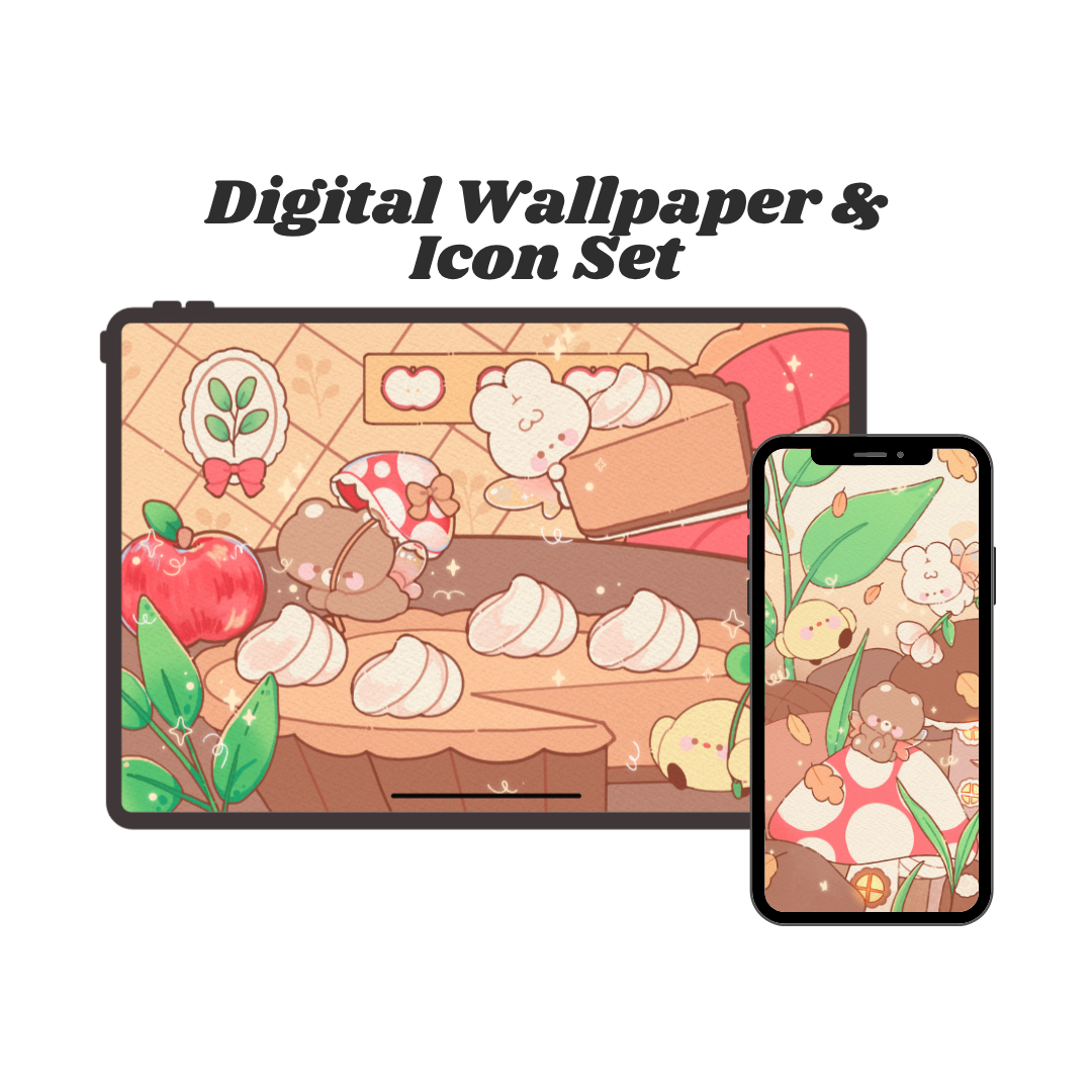 Autumn Cottage Fairy Digital Wallpaper + Icon Set