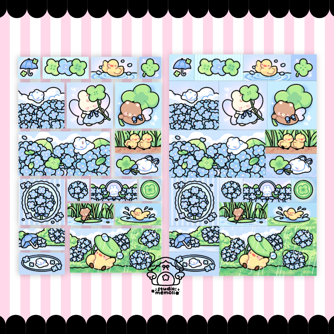 Rainy Day Square Scenes Sticker Sheet