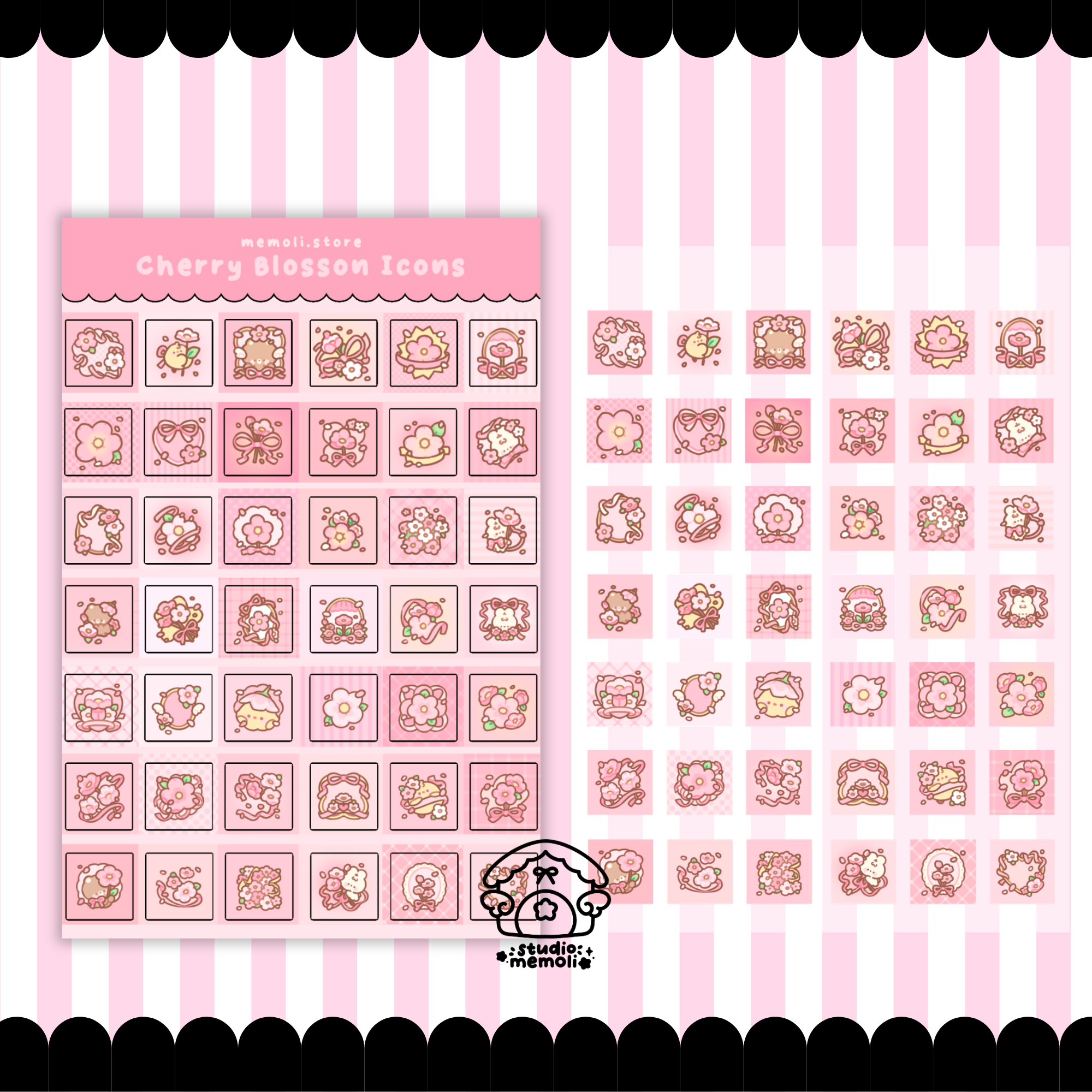 cherry blossom mini icon sticker sheets