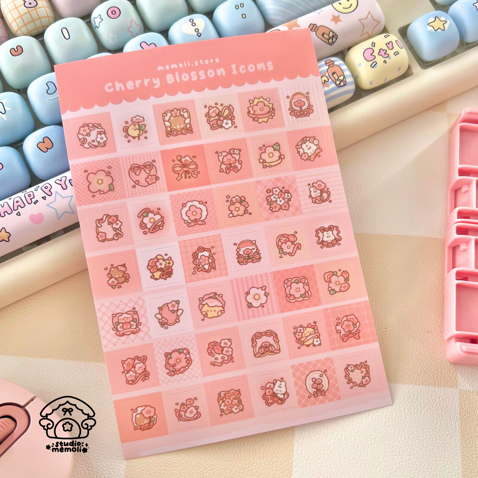 cherry blossom mini icon sticker sheets