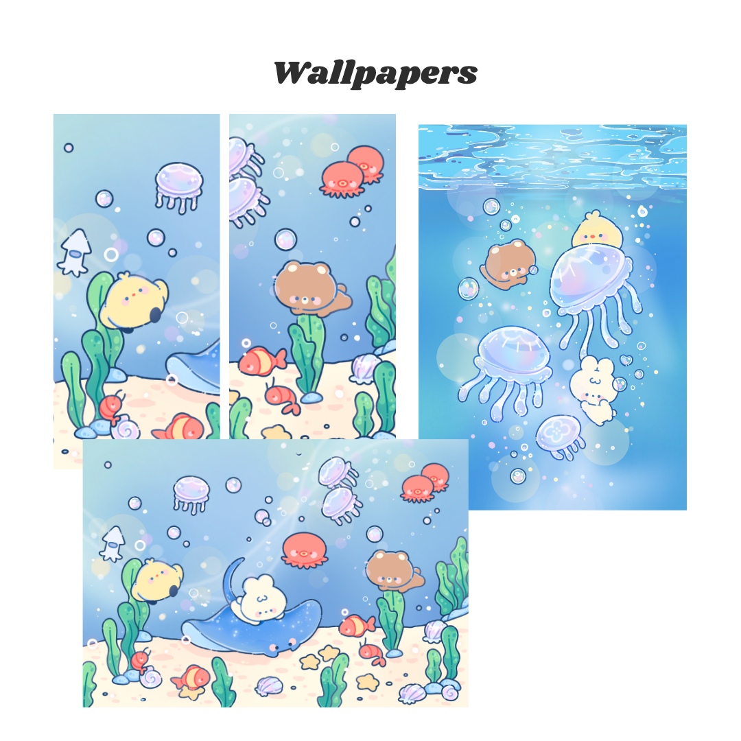 Ocean Friends Digital Wallpaper + Icon Set