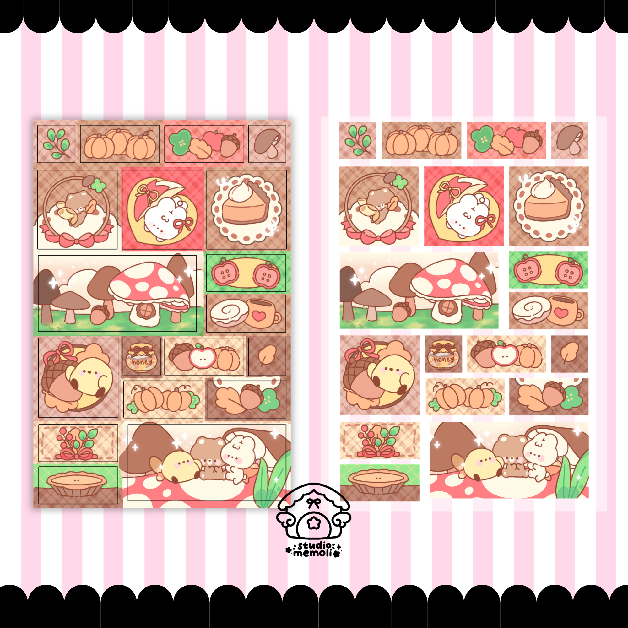 autumn cottage fairy square scenes sticker sheet