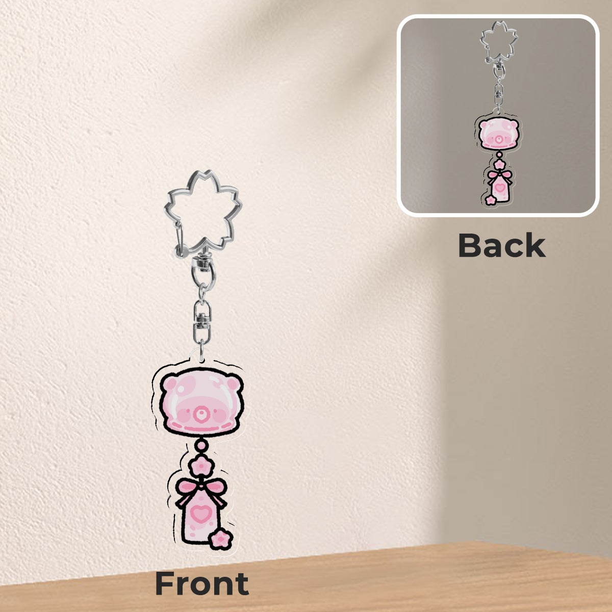 Sakura Bear Wind Chime Keychain