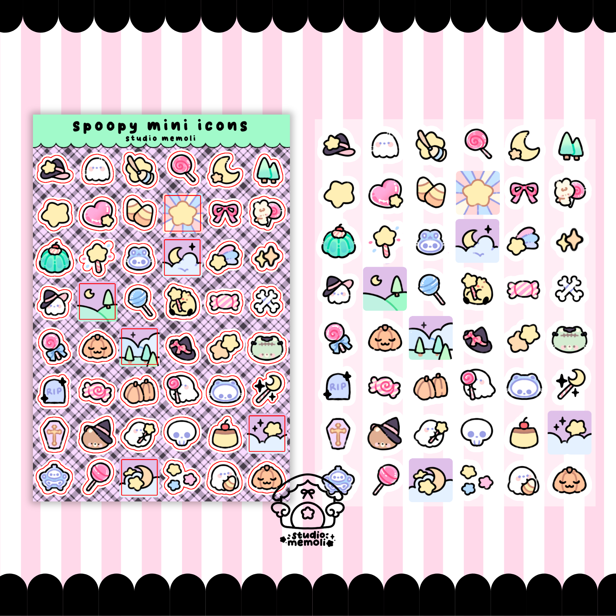 spoopy halloween mini icon sticker sheet