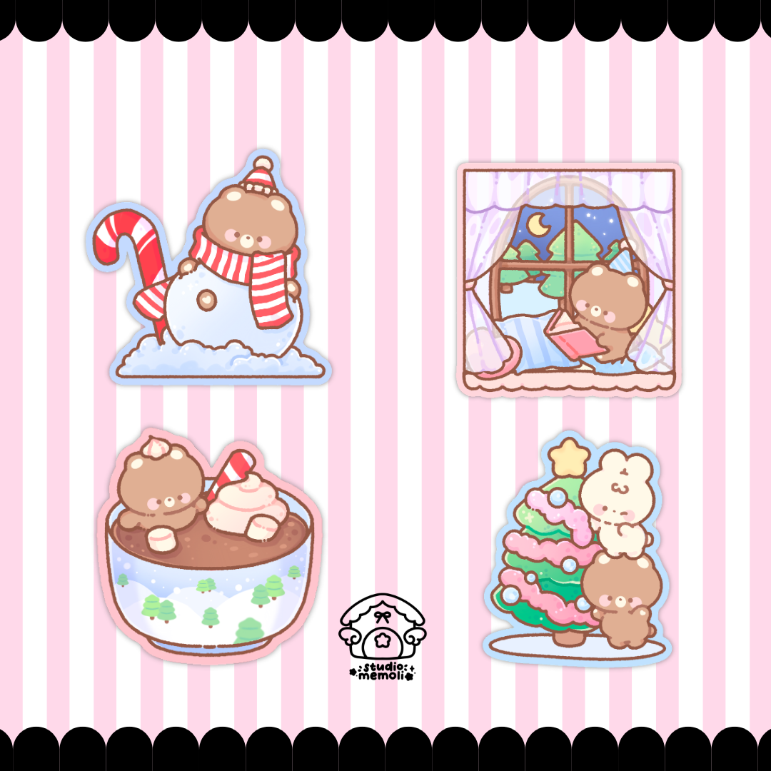 set of 4 christmas stickers