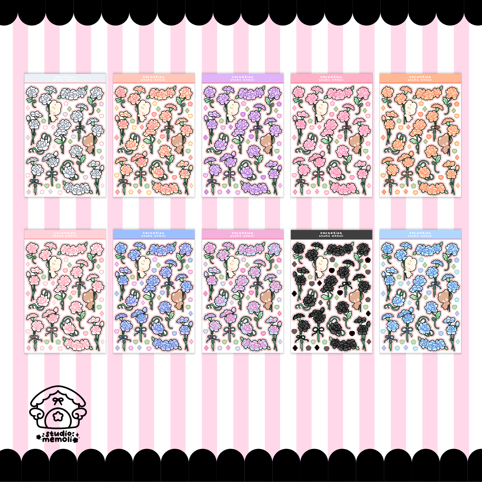 carnation sticker sheet