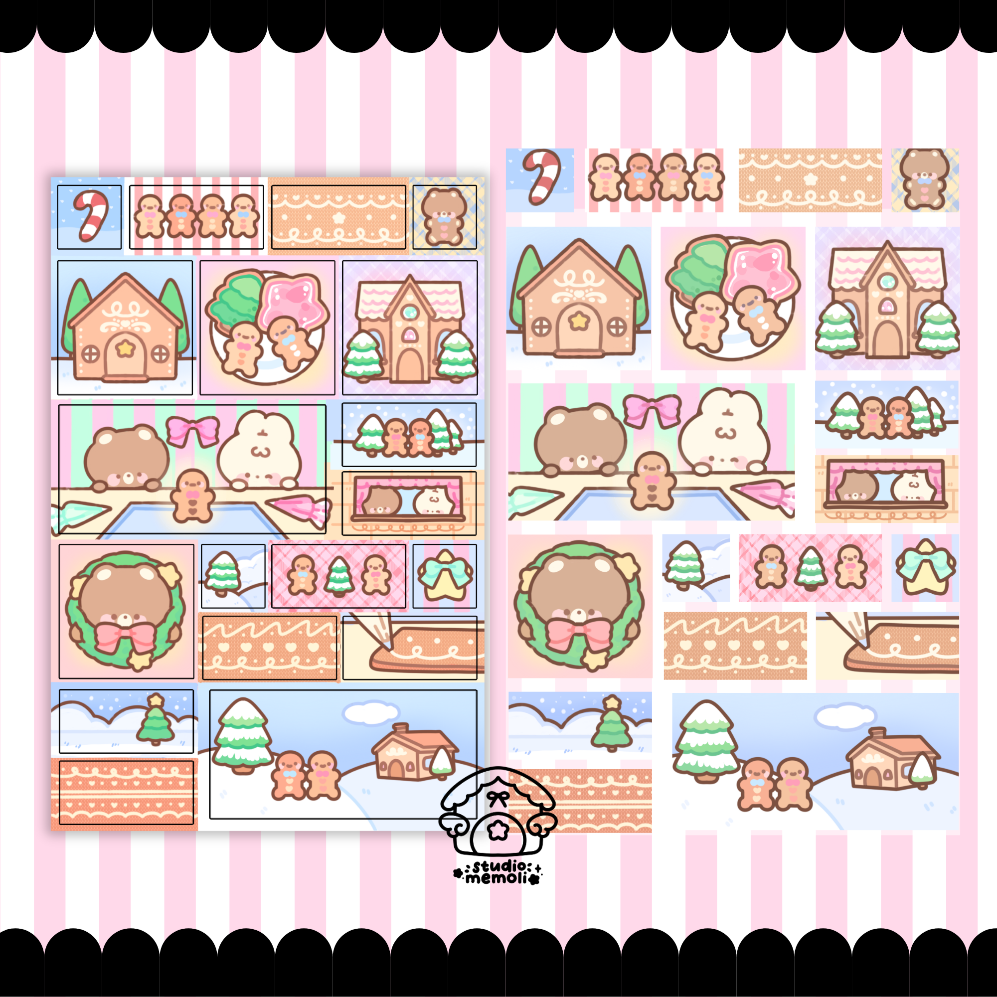 christmas cookies stickers square scenes