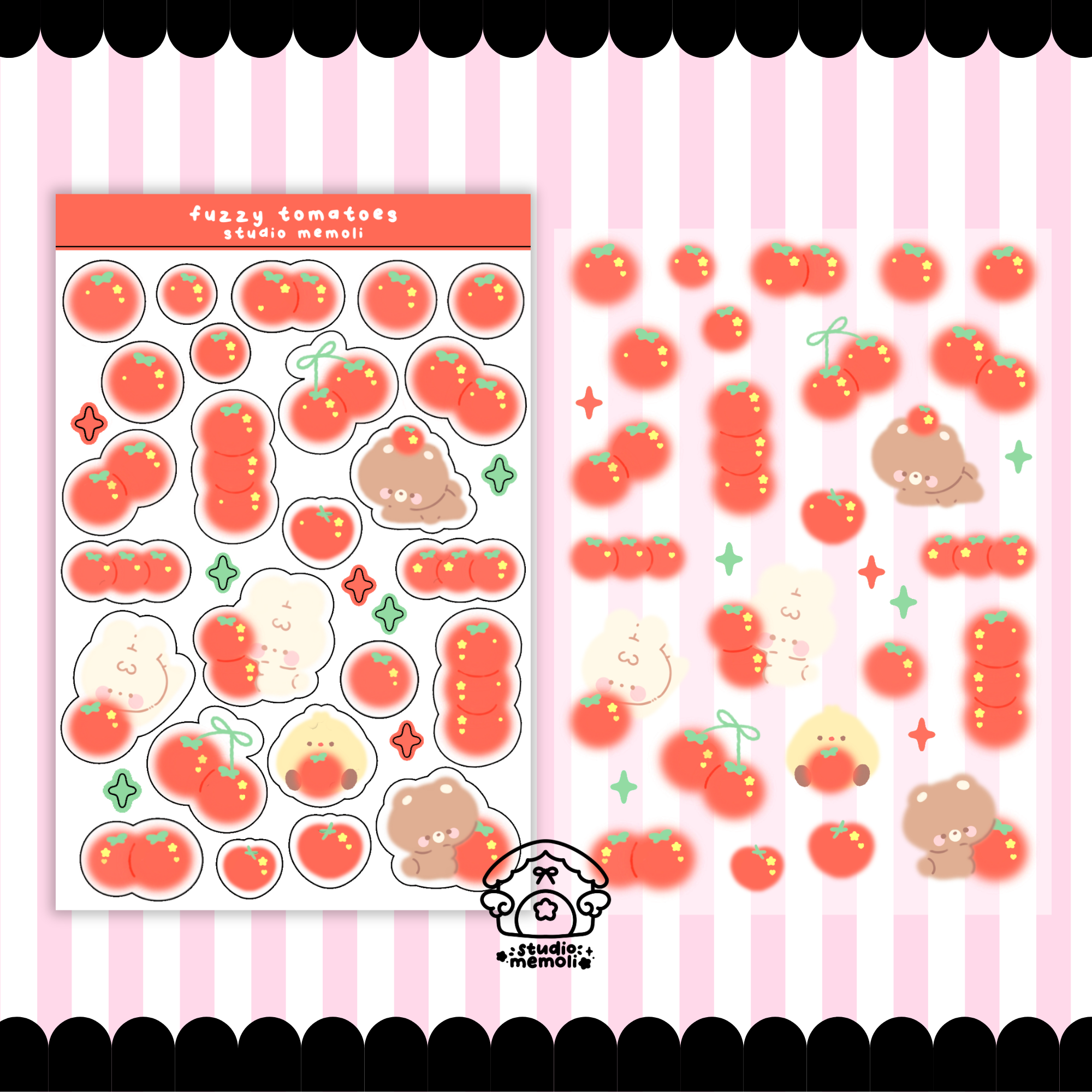 fuzzy tomatoes sticker sheet
