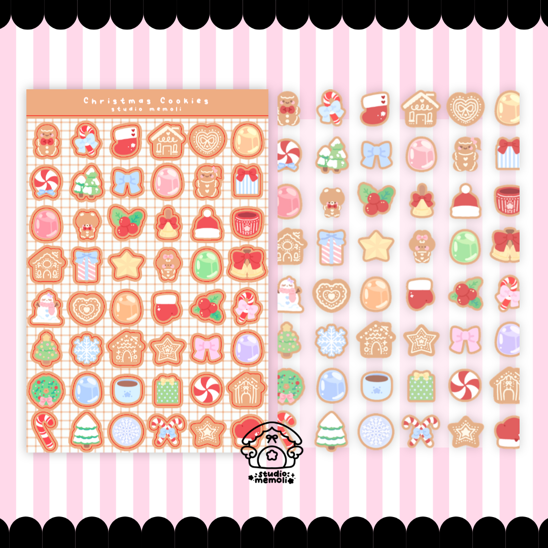 Christmas cookies mini icon sticker sheet