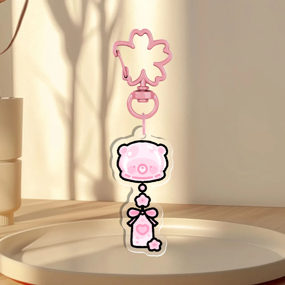 sakura bear wind chime charm