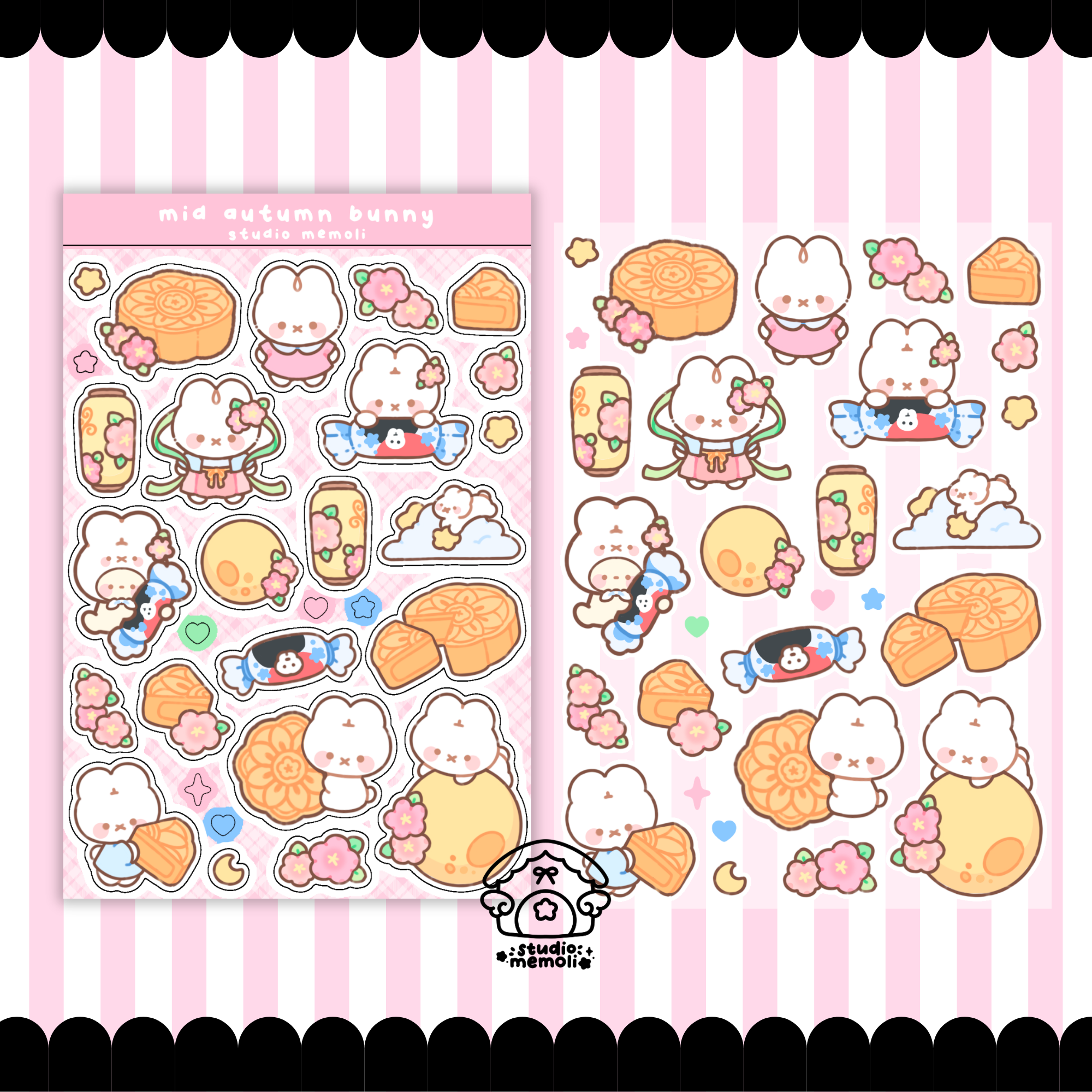 mid autumn bunny sticker sheet