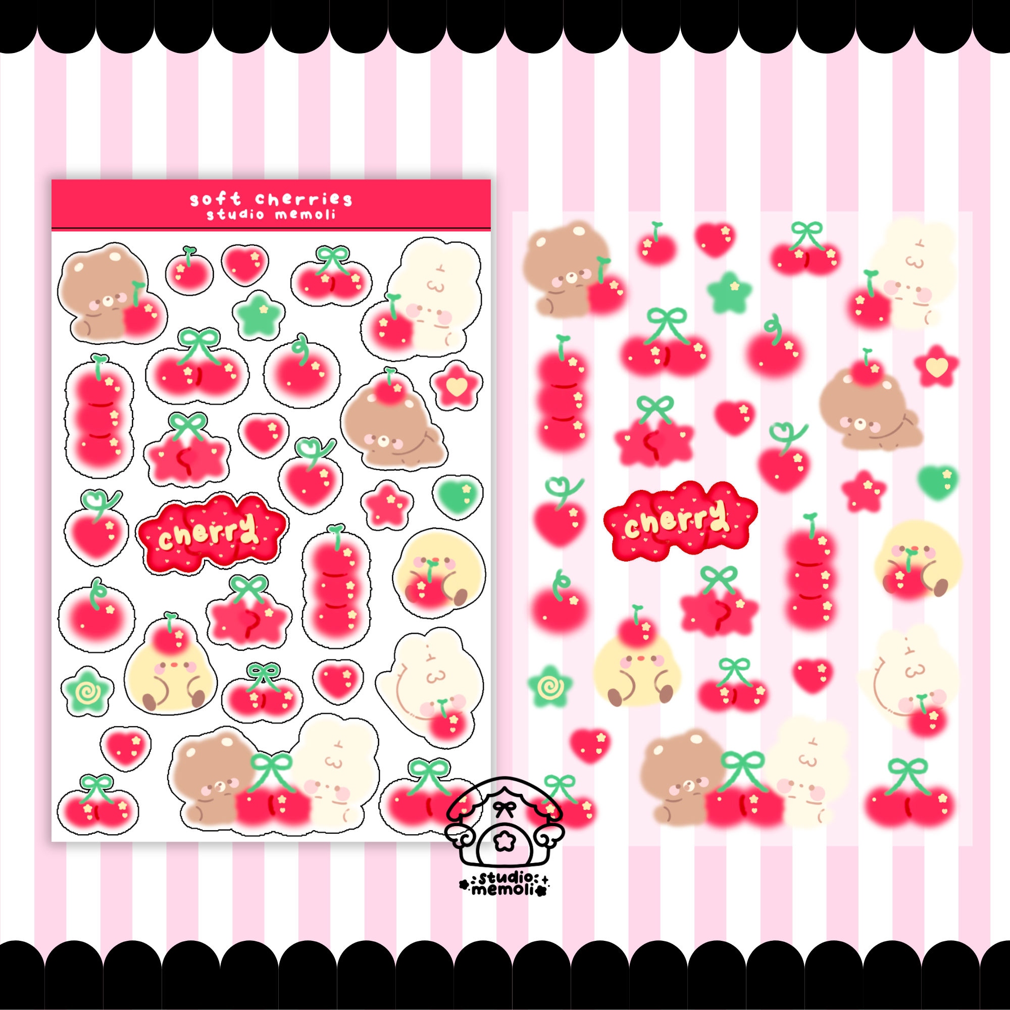 soft cherries sticker sheet