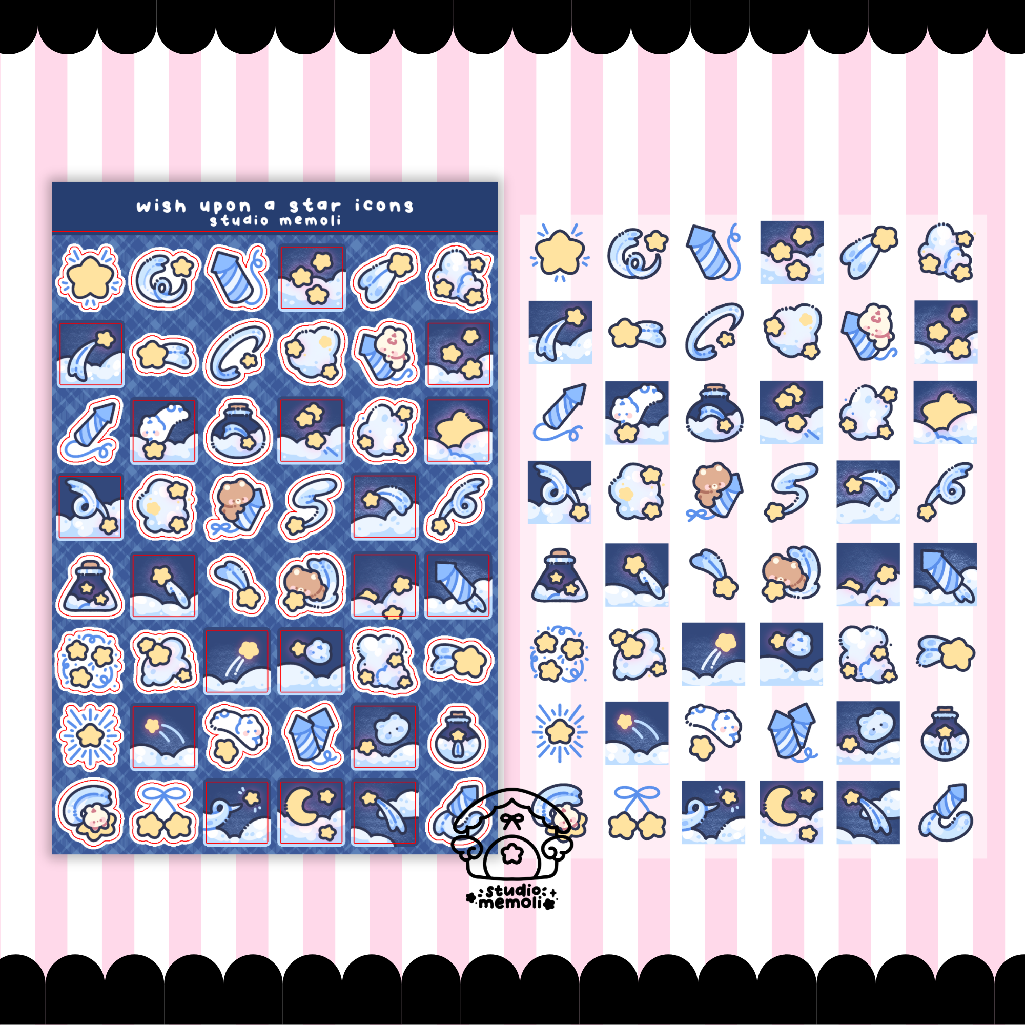 wish upon a star mini icon sticker sheet