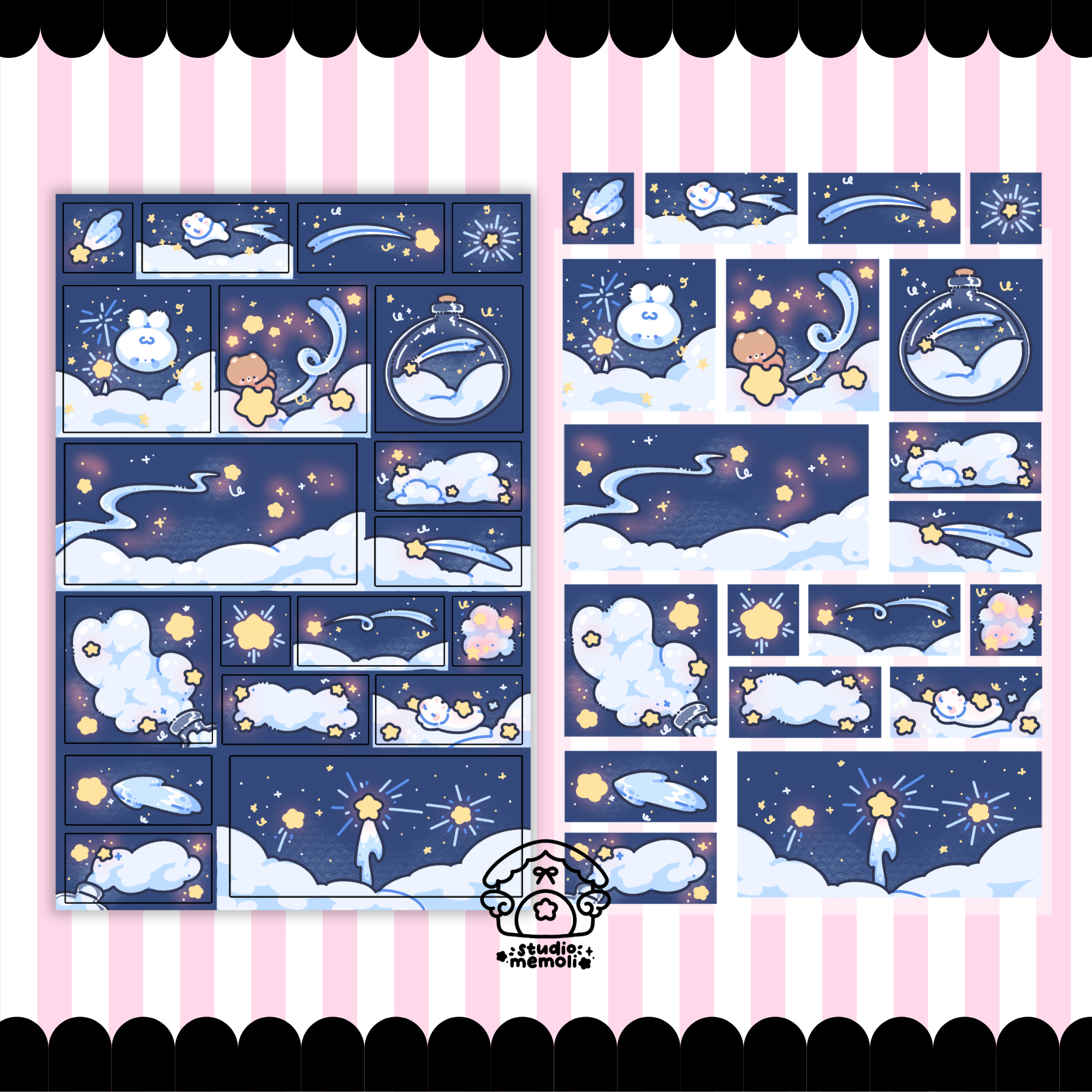 wish upon a star square scene sticker sheet