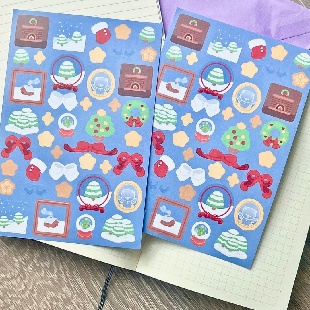 blue christmas sticker sheet