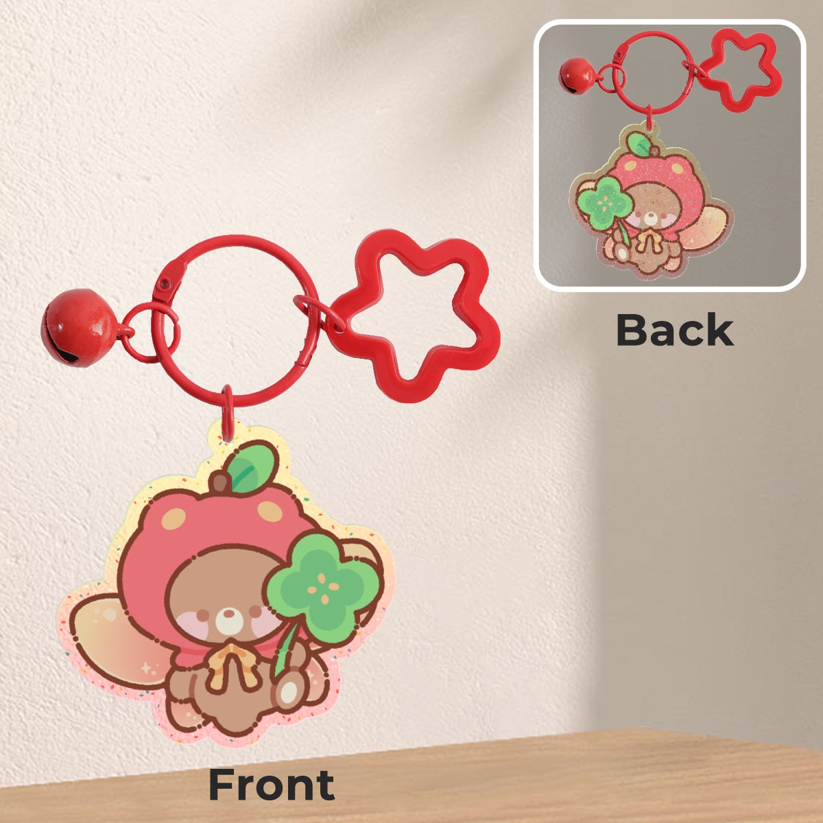 Apple Bear Colored Edge Acrylic Keychain
