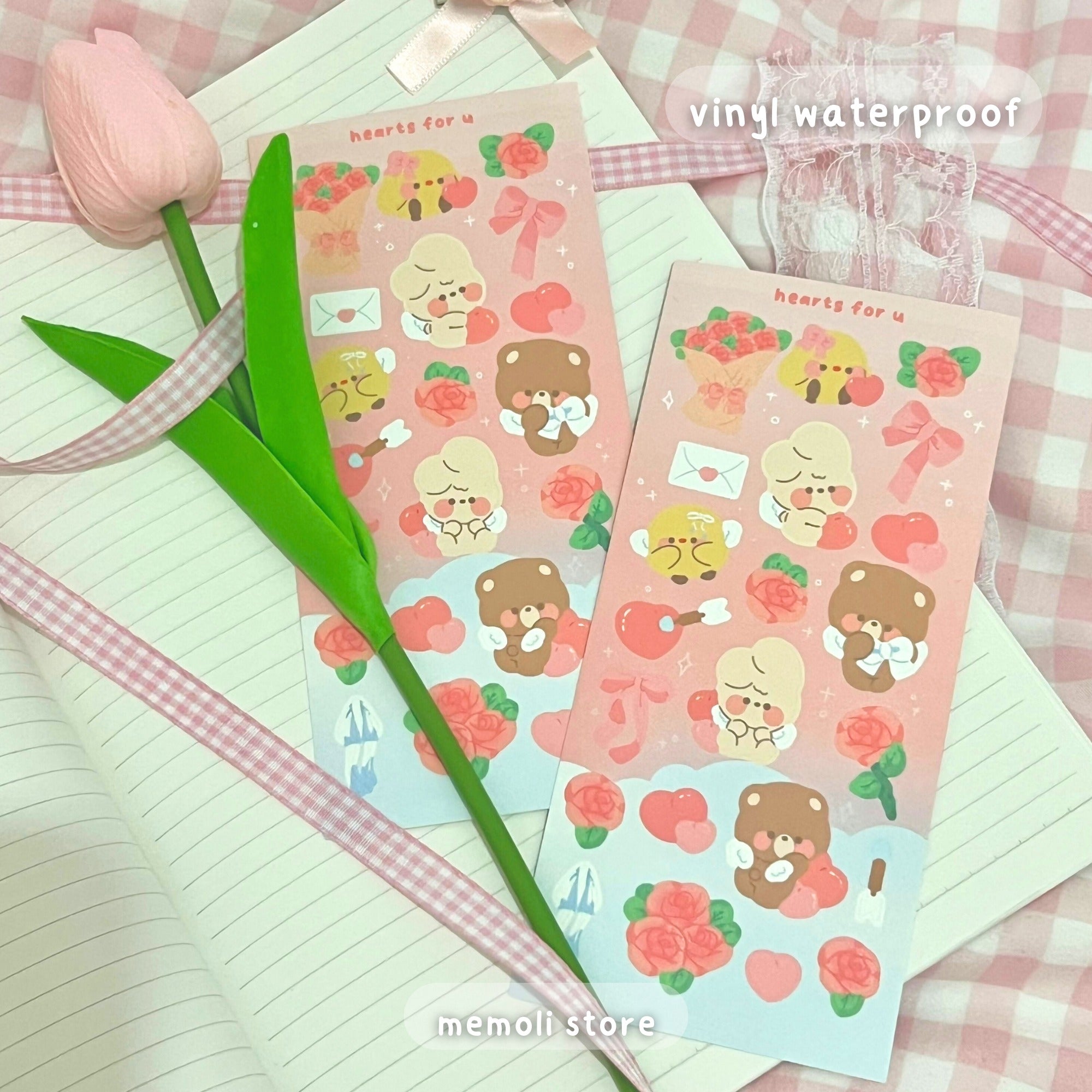 hearts for you sticker sheet