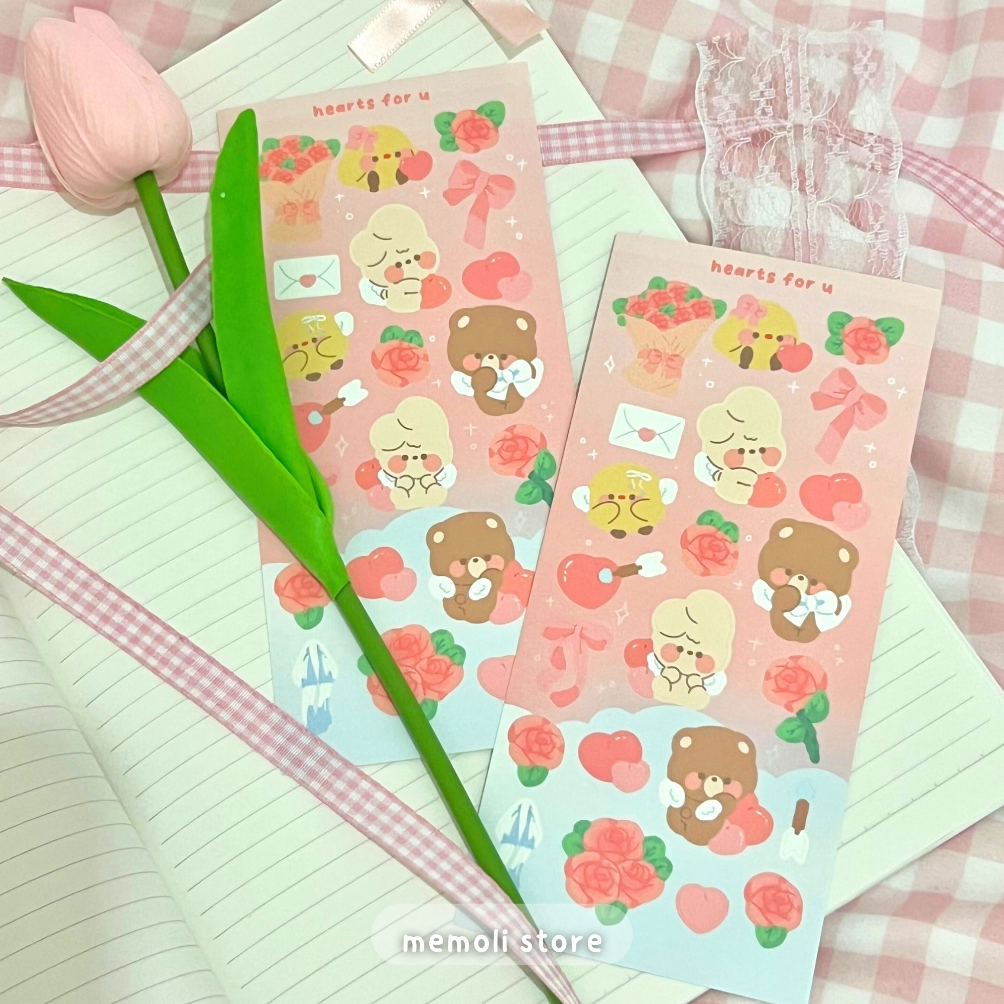 hearts for you sticker sheet