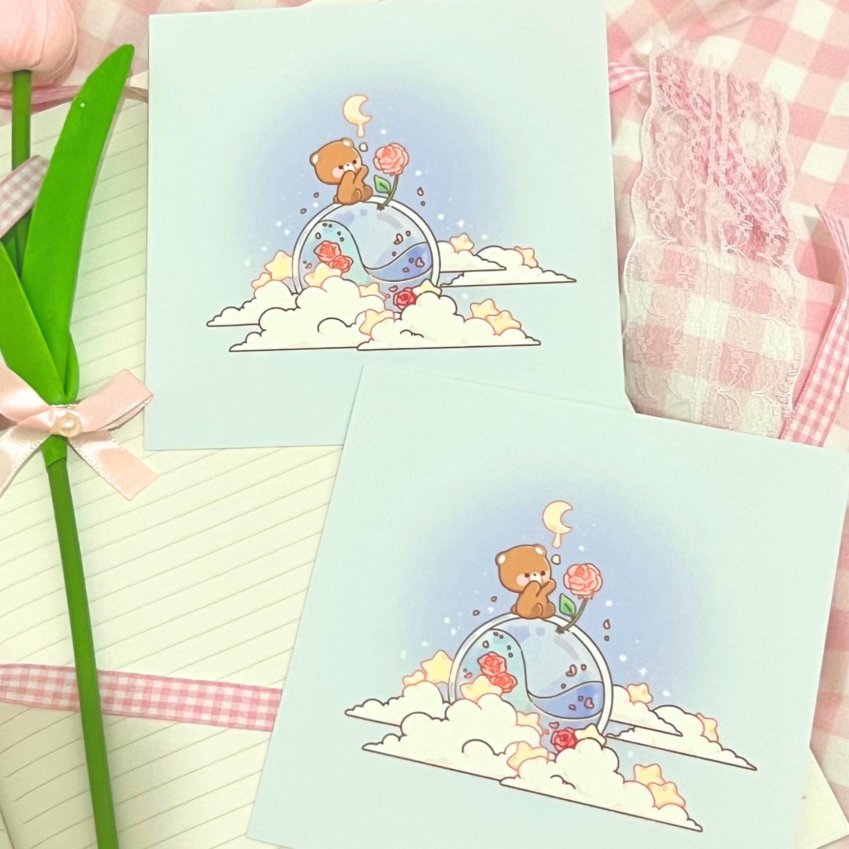 Glass Planet | Square Art Prints| Kawaii Wall Decor| Small 4"x4" Cute Print
