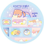 Starry Night Washi Tape, Celestial Moon and Stars Decorative Masking Roll for Journaling, Planner Spreads, Bullet Journal, Scrapbooking