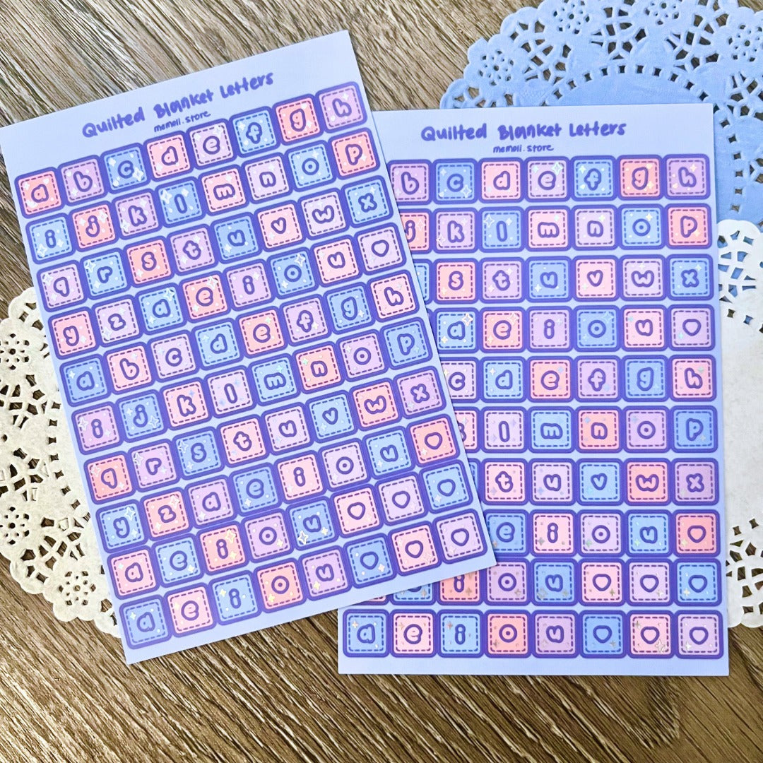 quilted letters sticker sheet