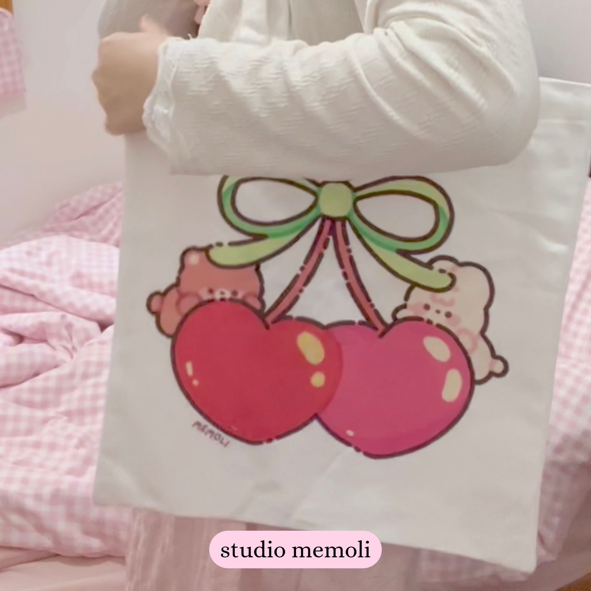 ‌cherry canvas tote bag