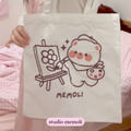 artist bear canvas tote bag