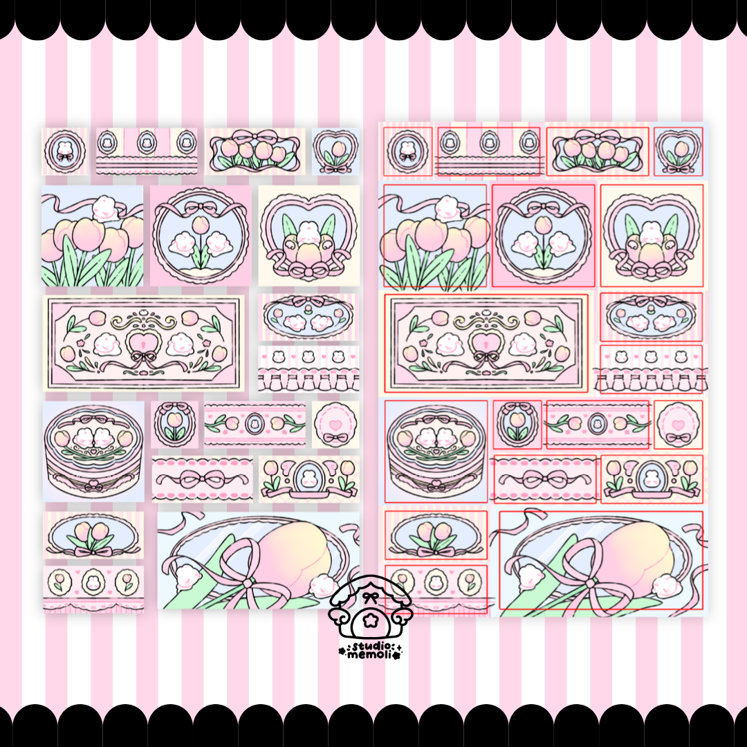 Soft love square scene sticker sheet