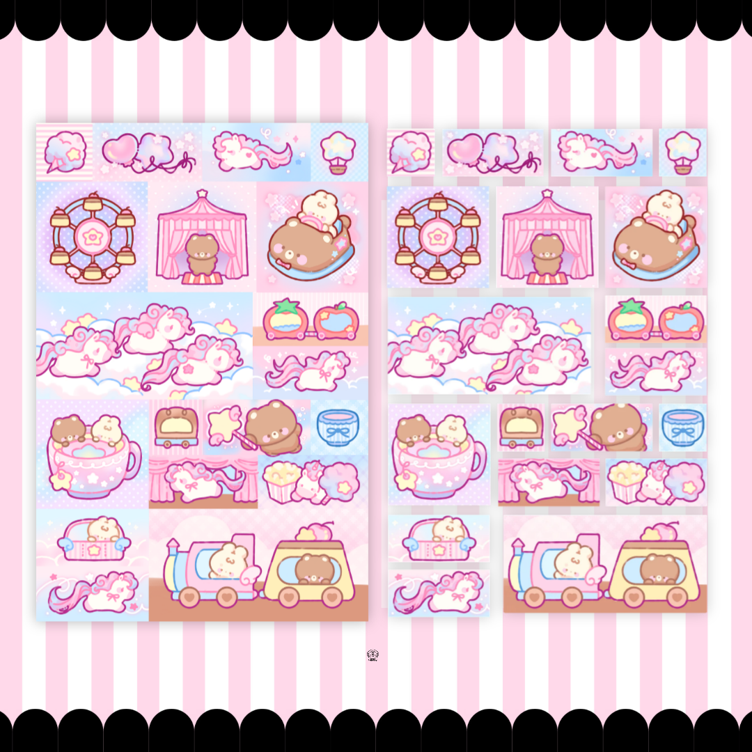 dreamy unicorn square scene sticker sheet