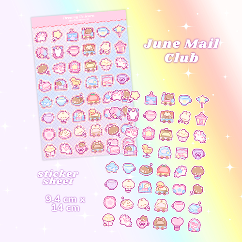 dreamy unicorn mini icon sticker sheet