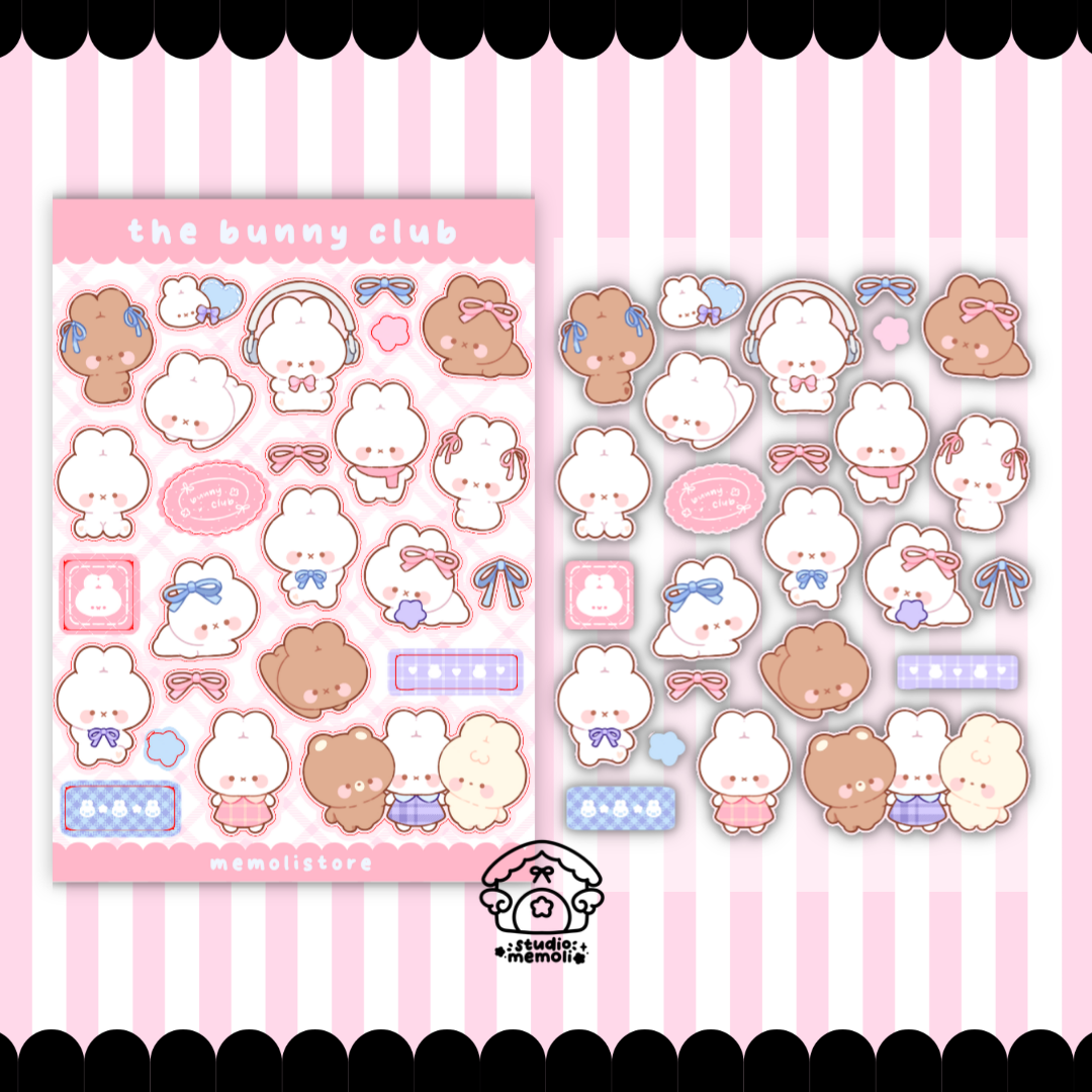 the bunny club sticker sheet