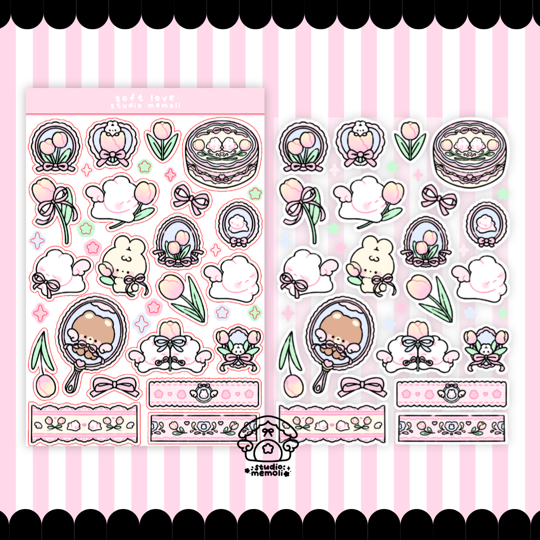 Soft love sticker sheet