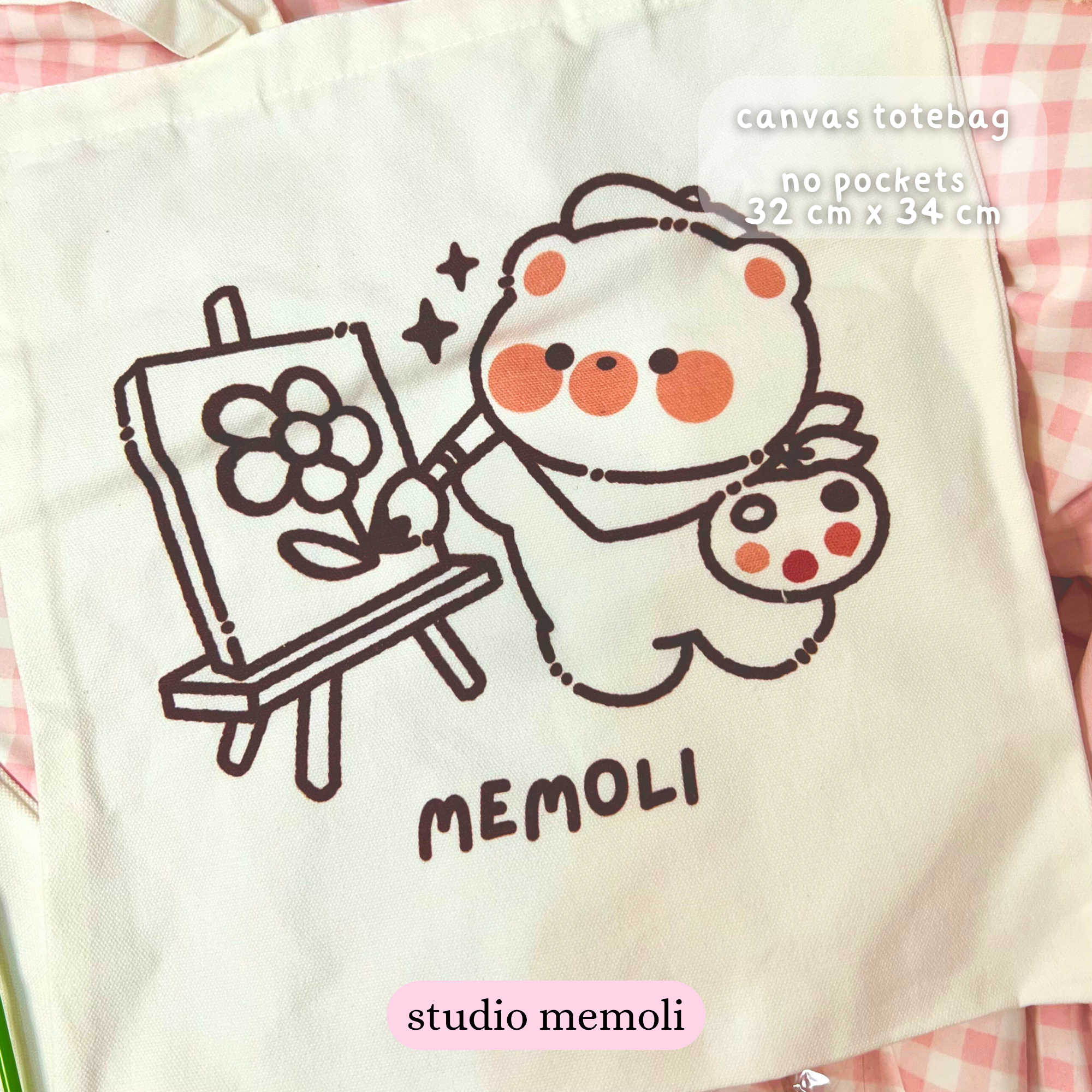 artist bear canvas tote bag