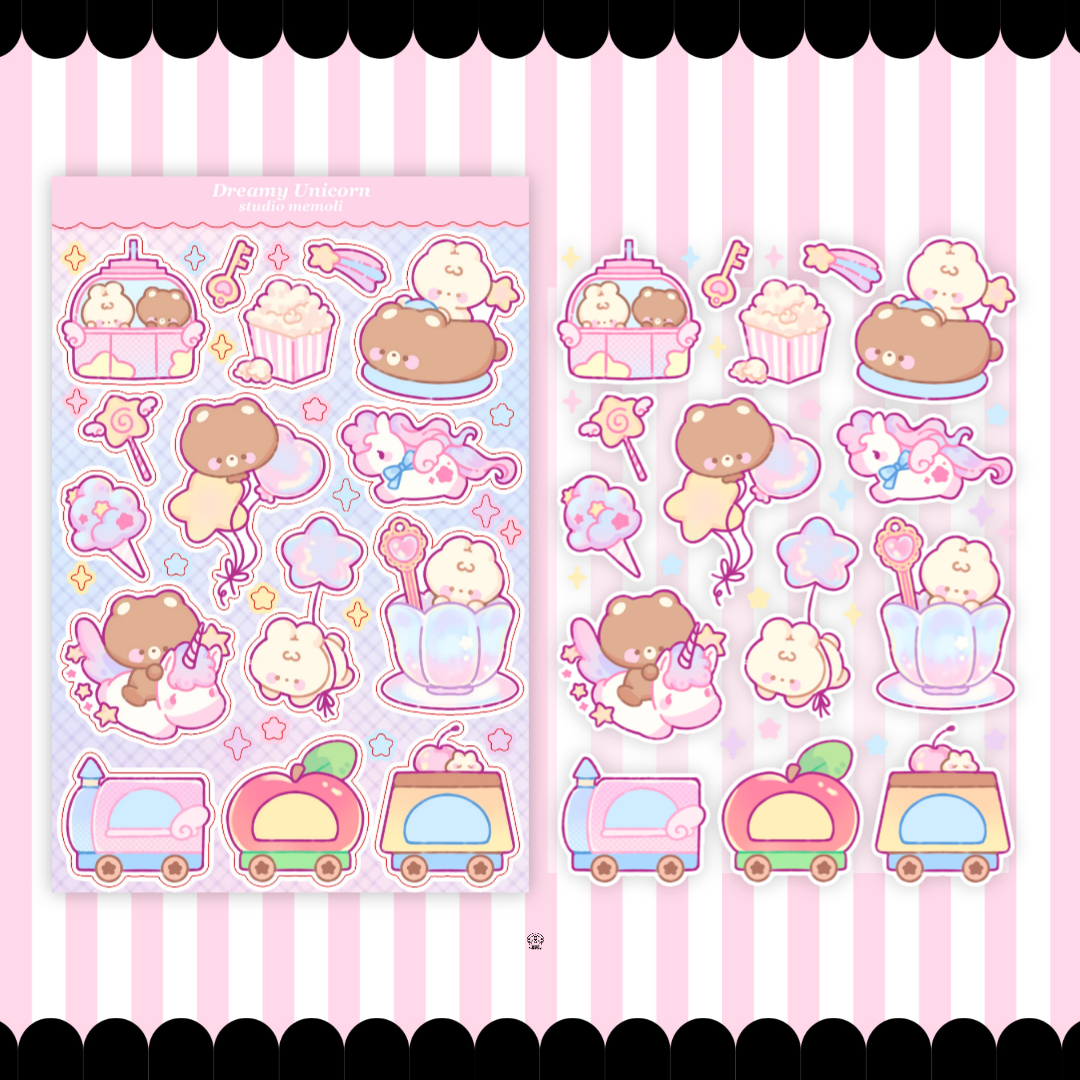 dreamy unicorn sticker sheet