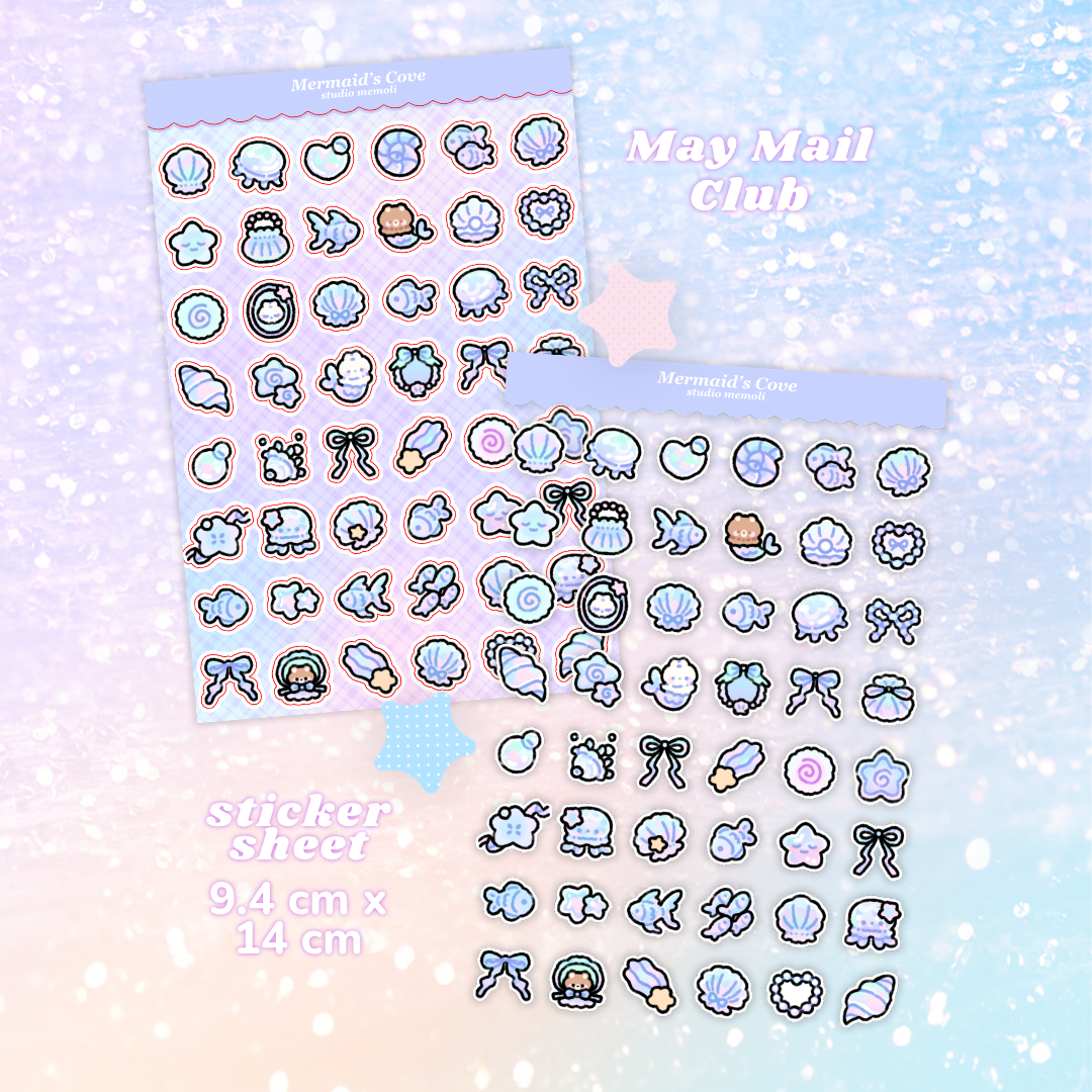 mermaid cove mini icon sticker sheet