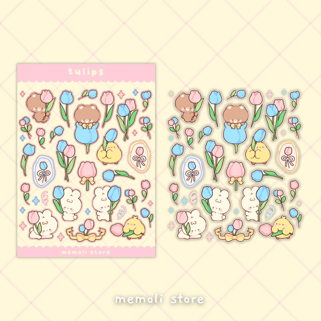spring flower set of 4 sticker sheets